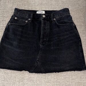 Agolde Quinn Black High-Rise Denim Mini Skirt